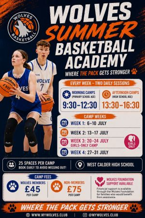 Wolves Summer Basketball Academy - Afternoon Camp (High School Age) - Non Members